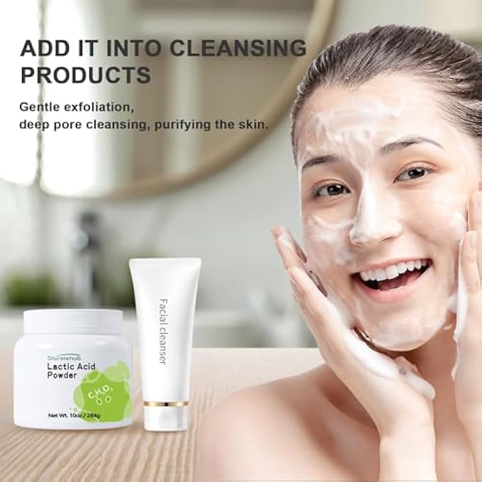 Sturelehub LACTIC ACID POWDER, 10OZ / 284G, COSMETIC GRADE, GENTLE EXFOLIATION, DIY LACTIC ACID FACIAL MASK, CREAM, BODY SCRUB AND HOMEMADE COSMETICS - Image 2
